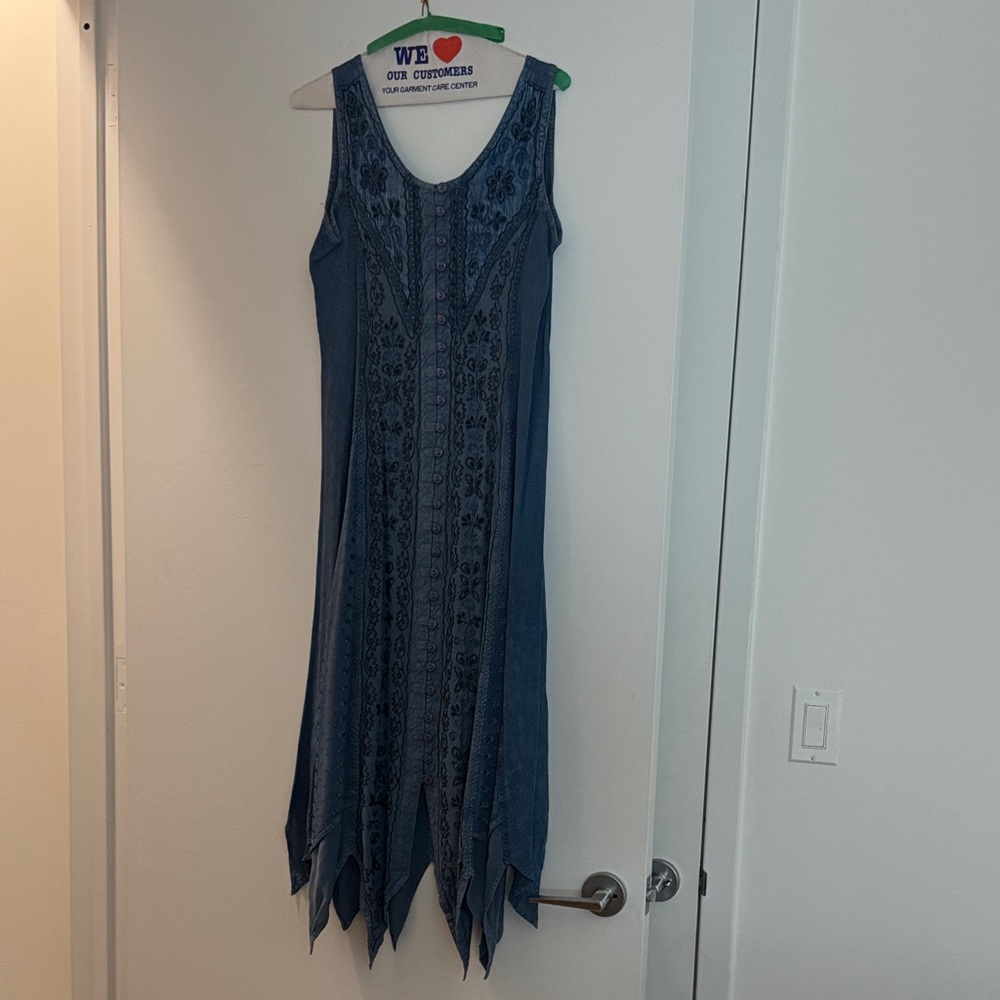 Magic Blue Embroidered Midi Dress